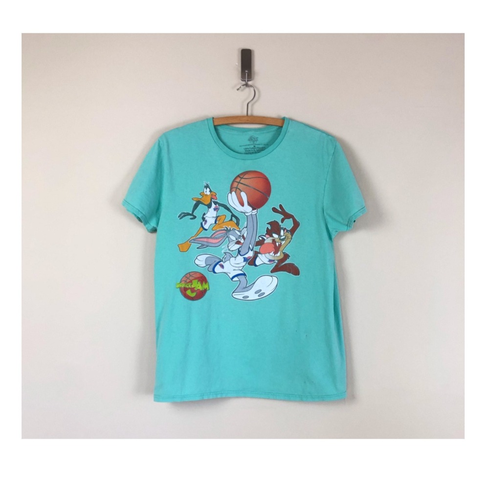space jam tshirt light green cotton t shirt looney tunes men's m t-shirt graphic
